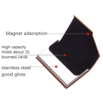 Men Leather Stainless Steel Business Card Clamp - Image 3
