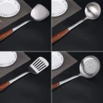 304 Stainless Steel Wooden Handle Kitchenware Home Kitchen Equipment, Style: - Image 3