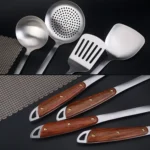 304 Stainless Steel Wooden Handle Kitchenware Home Kitchen Equipment, Style: - Image 4