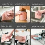 4pcs Hand Towel Hangable Dishcloth Kitchen Rag Non-Stick Oil Absorbent Towel - Image 7