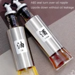 Stainless Steel Glass Oil Bottle Kitchen Pressed Seasoning Bottle - Image 7