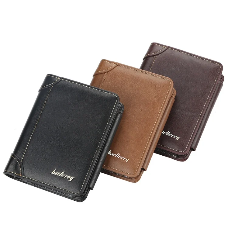 TBD0602096101_B1.webp Baellerry D9159 Men Short Tri-Fold Zip Coin Purse Thin Card Holder - Image 2