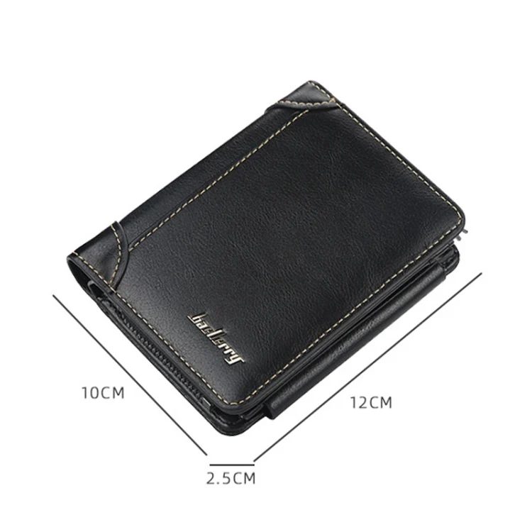 TBD0602096101_B2.webp Baellerry D9159 Men Short Tri-Fold Zip Coin Purse Thin Card Holder - Image 3