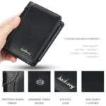 Baellerry D9159 Men Short Tri-Fold Zip Coin Purse Thin Card Holder - Image 5