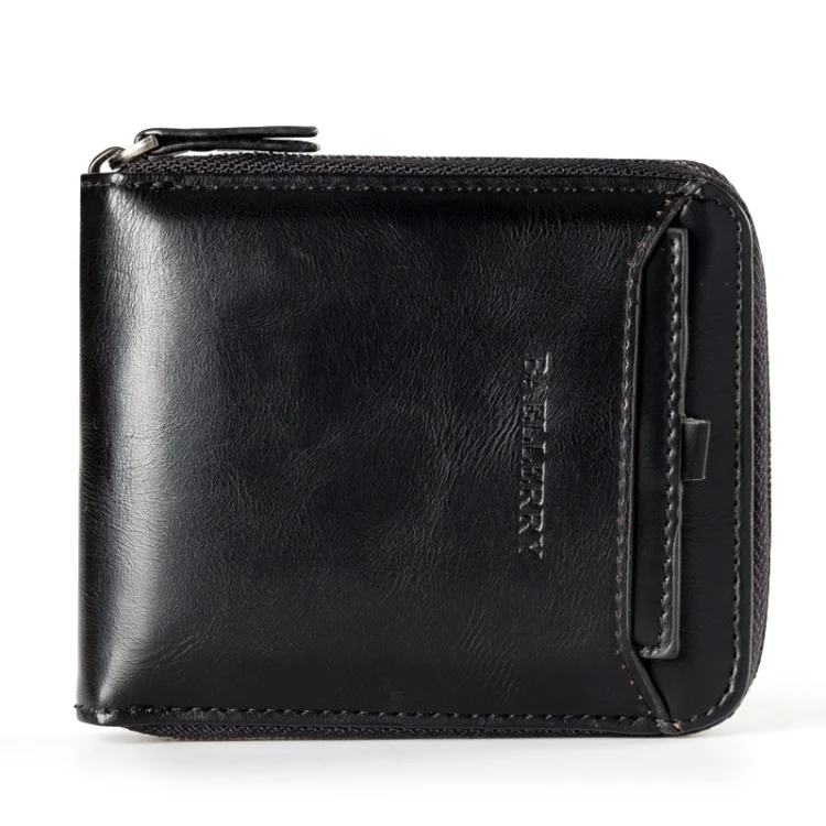 Baellerry D3124 Short PU Leather Wallet Zipper Retro Youth Small Wallet