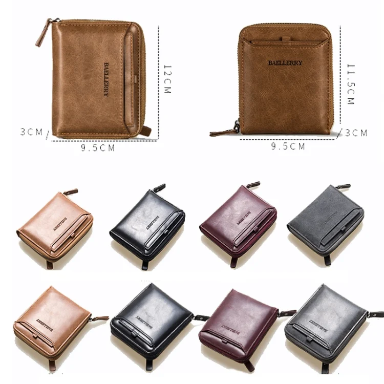 TBD0602099001_B2.webp Baellerry D3124 Short PU Leather Wallet Zipper Retro Youth Small Wallet - Image 3