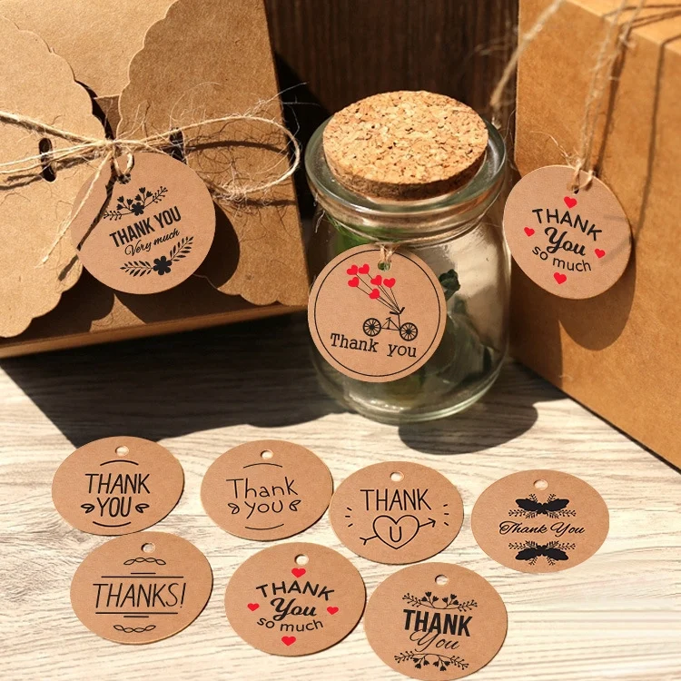 TBD0602107601_B5.webp 100pcs /Pack Kraft Paper Gift Tag With 20m Hemp Rope - Image 6
