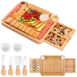 Natural Bamboo Cheese Board +4 Knife Set
