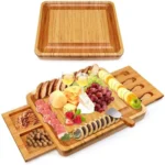 Natural Bamboo Cheese Board +4 Knife Set - Image 2