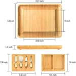Natural Bamboo Cheese Board +4 Knife Set - Image 3