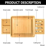 Natural Bamboo Cheese Board +4 Knife Set - Image 4