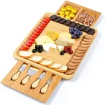 Natural Bamboo Cheese Board +4 Knife Set - Image 5