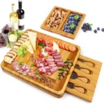 Natural Bamboo Cheese Board +4 Knife Set - Image 6