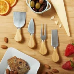 Natural Bamboo Cheese Board +4 Knife Set - Image 7