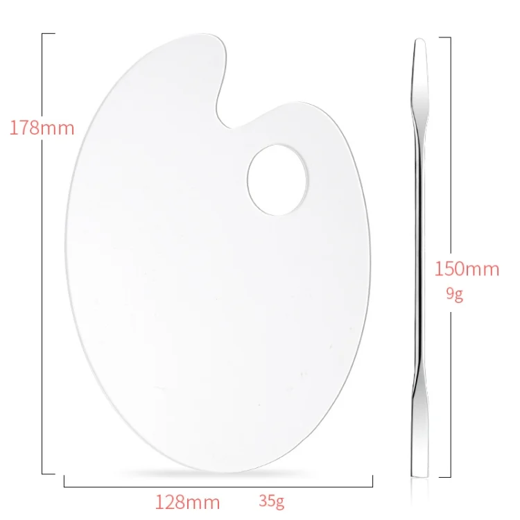 TBD0602124401_2.webp Acrylic Makeups Manicure Transparent Palette With Color Stick, Specification: Elliptical Plate+Stick - Image 3