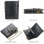 Baellerry  Short Wallet Double Zipper Tri-Fold Wallet For Men - Image 4