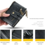 Baellerry  Short Wallet Double Zipper Tri-Fold Wallet For Men - Image 5