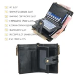 Baellerry  Short Wallet Double Zipper Tri-Fold Wallet For Men - Image 6