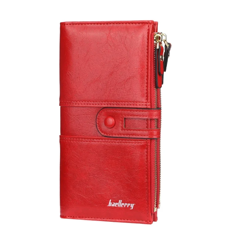 Baellerry Ladies Long Large Capacity Buckle Zip Clutch Multi-Card Wallet