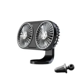F211 Car Double Head With Led Electric Fan Car Air Outlet Instrument Panel USB Mini Fan