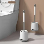TPR Soft Glue Long-handle Toilet Brush with Base, Spec: - Image 2