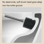 TPR Soft Glue Long-handle Toilet Brush with Base, Spec: - Image 4