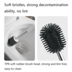 TPR Soft Glue Long-handle Toilet Brush with Base, Spec: - Image 5