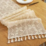 Widened And Stitched Rustic Knitted Hollow Tablecloth - Image 4