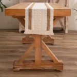 Cotton and Linen Woven Colorblock Tassel Striped Rhombus Table Runner - Image 5