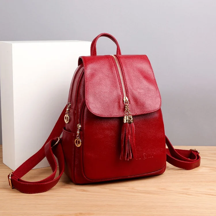 BM62-2 Soft Leather Anti-Theft Versatile Large CapacityTravel Backpack