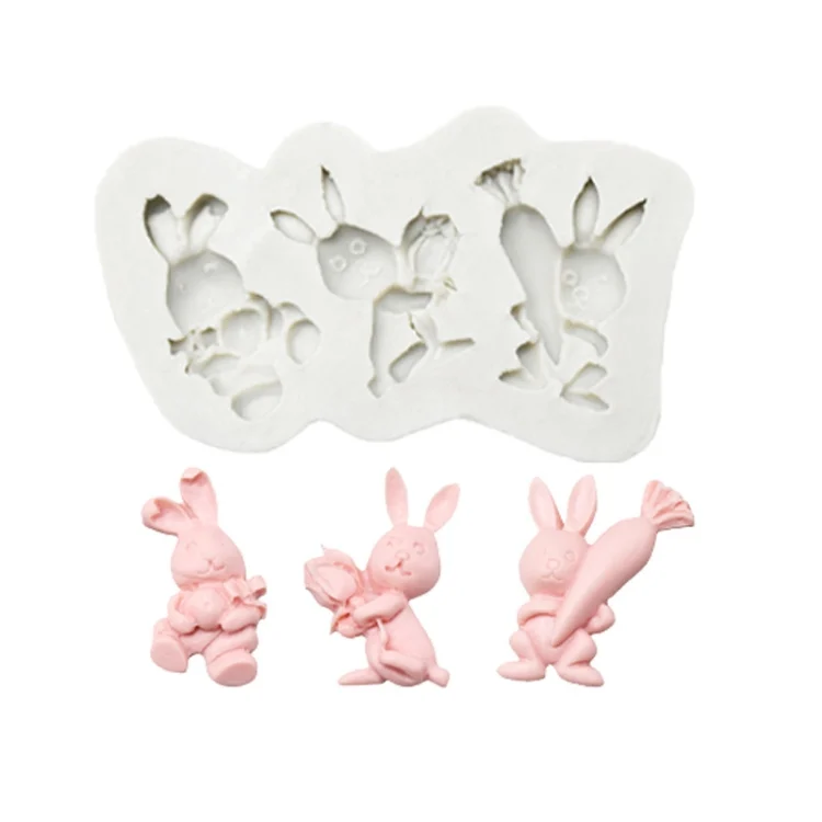 2 PCS Easter Bunny Egg Chocolate Baking Clay Silicone Mold
