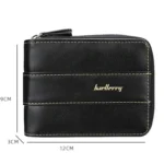 Baellerry Men Short Wallet Buckle Multi-card Coin Purse Tri-fold Zip Wallet - Image 3