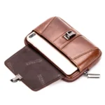 BULL CAPTAIN Multifunctional Leather Mobile Phone Small Waist Bag For Men - Image 3