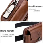 BULL CAPTAIN Multifunctional Leather Mobile Phone Small Waist Bag For Men - Image 5