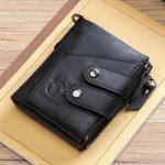 BULL CAPTAIN  Leather Three-fold Zipper Wallet For Men - Image 7