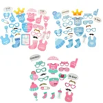 3 Sets Baby Birthday Party Gender Reveal Stickers Photo Props - Image 2