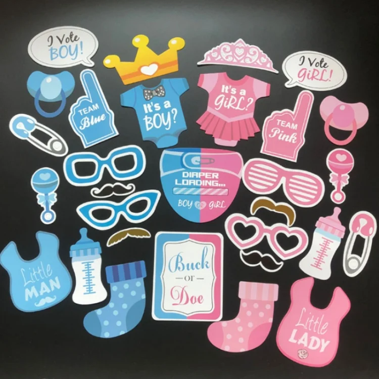TBD0602217001_B3.webp 3 Sets Baby Birthday Party Gender Reveal Stickers Photo Props - Image 4