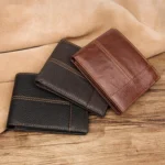 Men Retro Portable Wallet Short Cowhide Leather Wallet - Image 2
