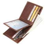 Men Retro Portable Wallet Short Cowhide Leather Wallet - Image 4
