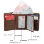 Men Casual Retro RFID Blocking Anti-Scanning Cowhide Leather Short Wallet - Image 7