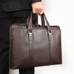 Men Business Cowhide Leather Handbag Lawyer Briefcase Messenger Bag Laptop Bag - Image 7