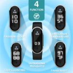 M21 Ultrasonic Mosquito Repellent Bracelet with Step Counter & Clock & Temperature Function - Image 3