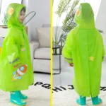 Large Hat Brim Cartoon Print Children Raincoat with Schoolbag Seat - Image 5