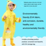 Large Hat Brim Cartoon Print Children Raincoat with Schoolbag Seat - Image 3