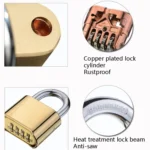 Brass Warehouse Door Logistics 4 Bit Password Lock Bottom Password Wheel Padlock - Image 4