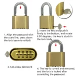 Brass Warehouse Door Logistics 4 Bit Password Lock Bottom Password Wheel Padlock - Image 6