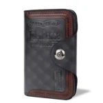 Menbense Short Fashion Leisure Magnetic Buckle Large Capacity 3 Fold Male Wallet