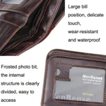 Menbense Short Fashion Leisure Magnetic Buckle Large Capacity 3 Fold Male Wallet - Image 3