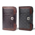 Menbense Short Fashion Leisure Magnetic Buckle Large Capacity 3 Fold Male Wallet - Image 5