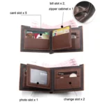 Menbense Hot Stamping Hinge Short Matte Multi-Card Large Capacity Male Wallet - Image 4